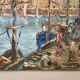 Oil painting on canvas House of the Infanta Saint Jean de Luz signed Valota