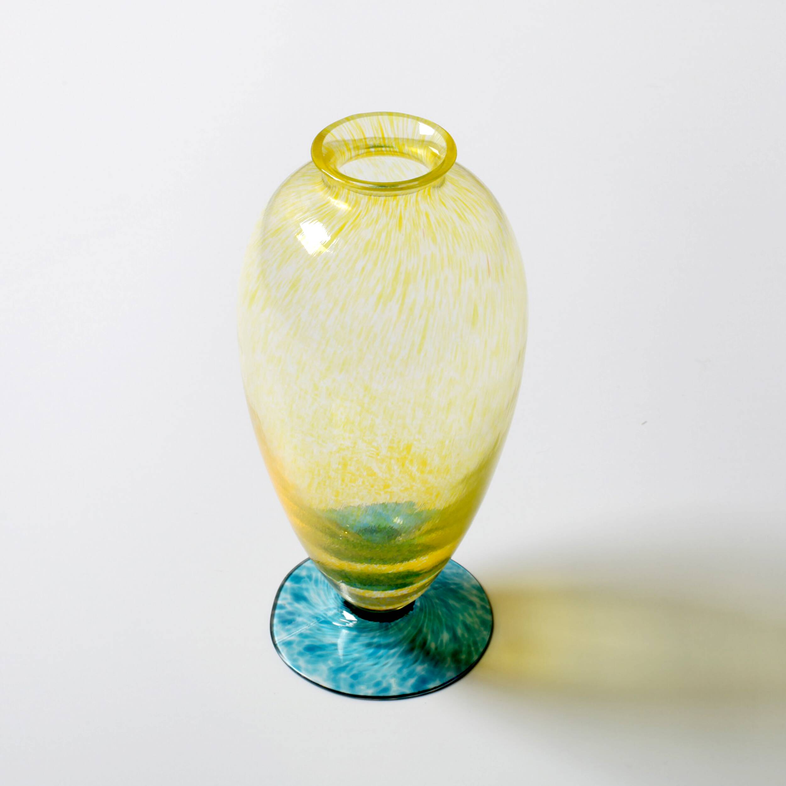 Vintage Swedish Colorful Hand Blown Glass Vase / Lars Sestervik/ Sweden