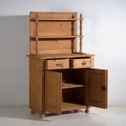 Antique pine dresser – European rustic furniture with shelves – circa 1940
