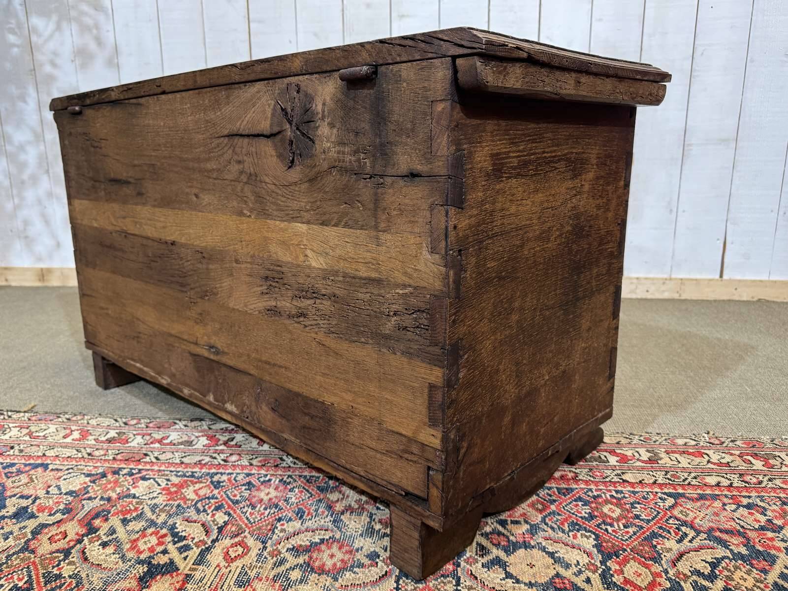 18th-century oak chest with Gothic decoration