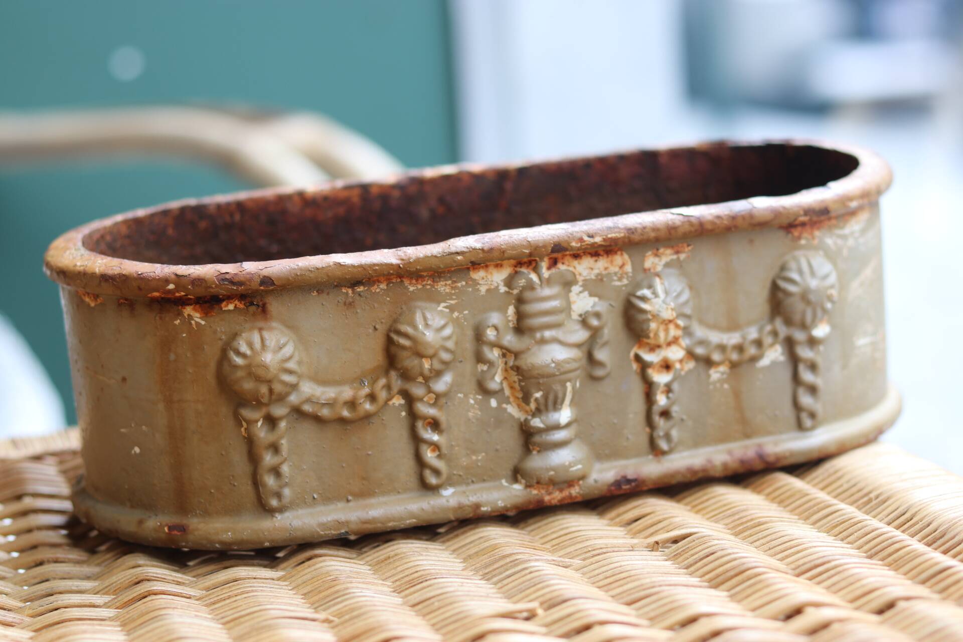 Pair of antique cast iron planters