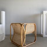 U-shaped armrest rattan armchair, grid canning