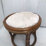 Rattan armchair with its footrest 70s