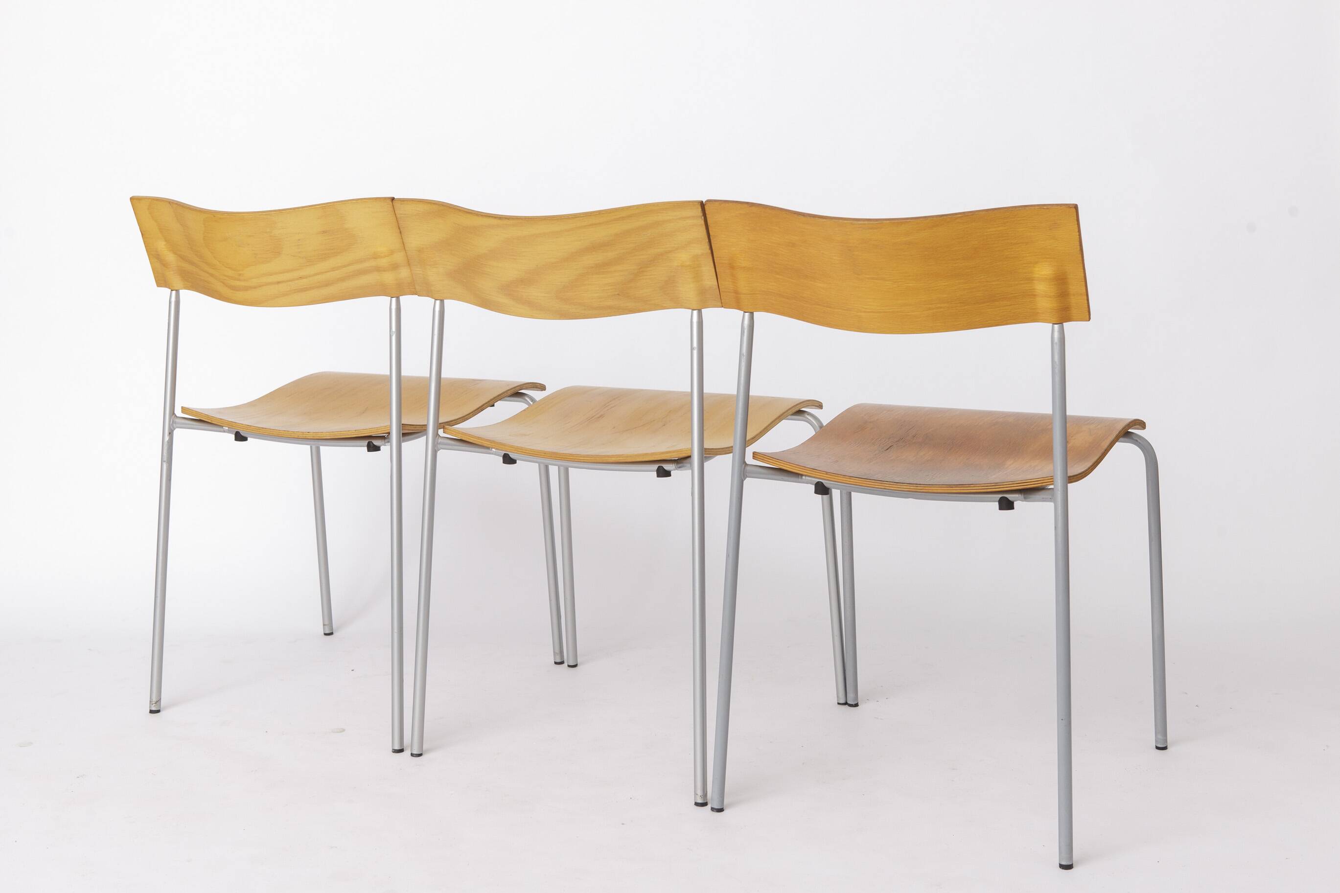 Set of 6 Lammhults Campus Stacking Chairs, Swedish Mid Century Chairs 1970s