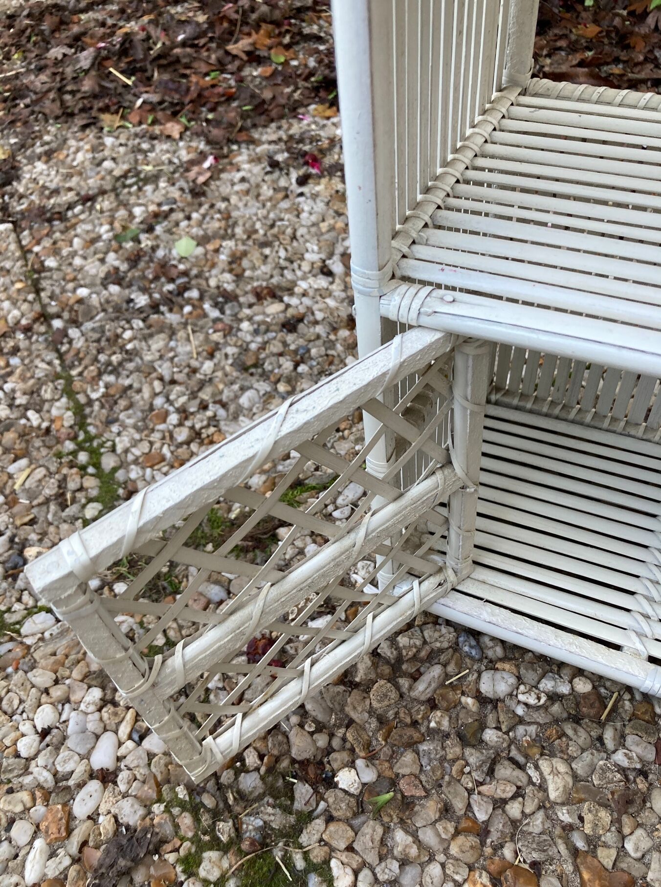 Vintage white rattan wall shelf
