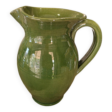 Large pitcher / vase Biot green vintage