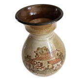 Ceramic vase with Village pattern signed by Jean Paulet - vintage