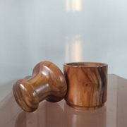 Vintage olive wood condiment service