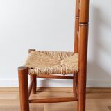Vintage children's chair in wood and straw
