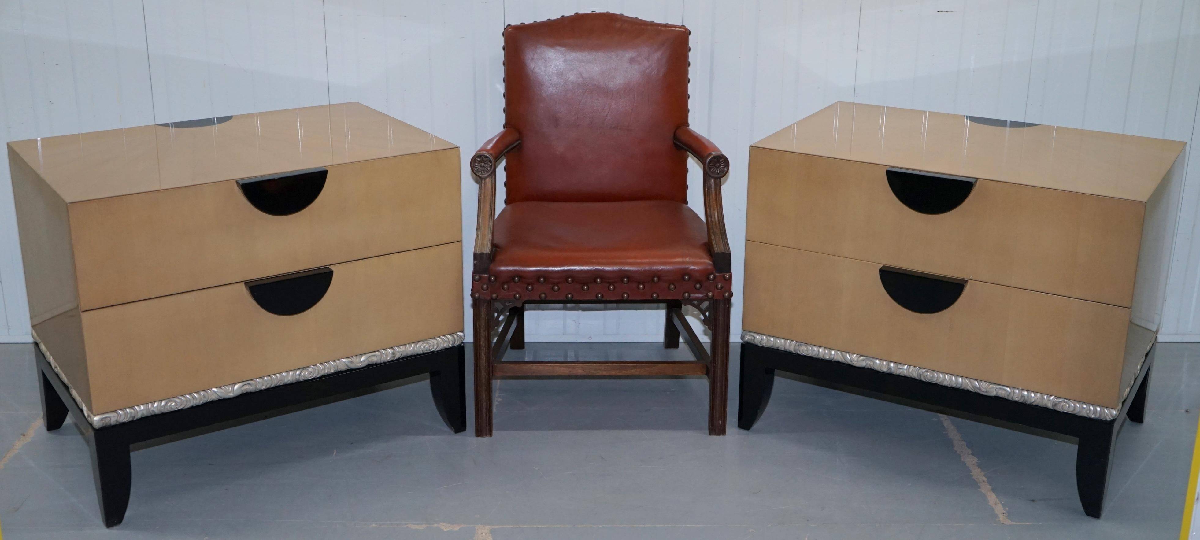 Cloud bedside tables by J Robert Scott with 14-carat gold veneer.