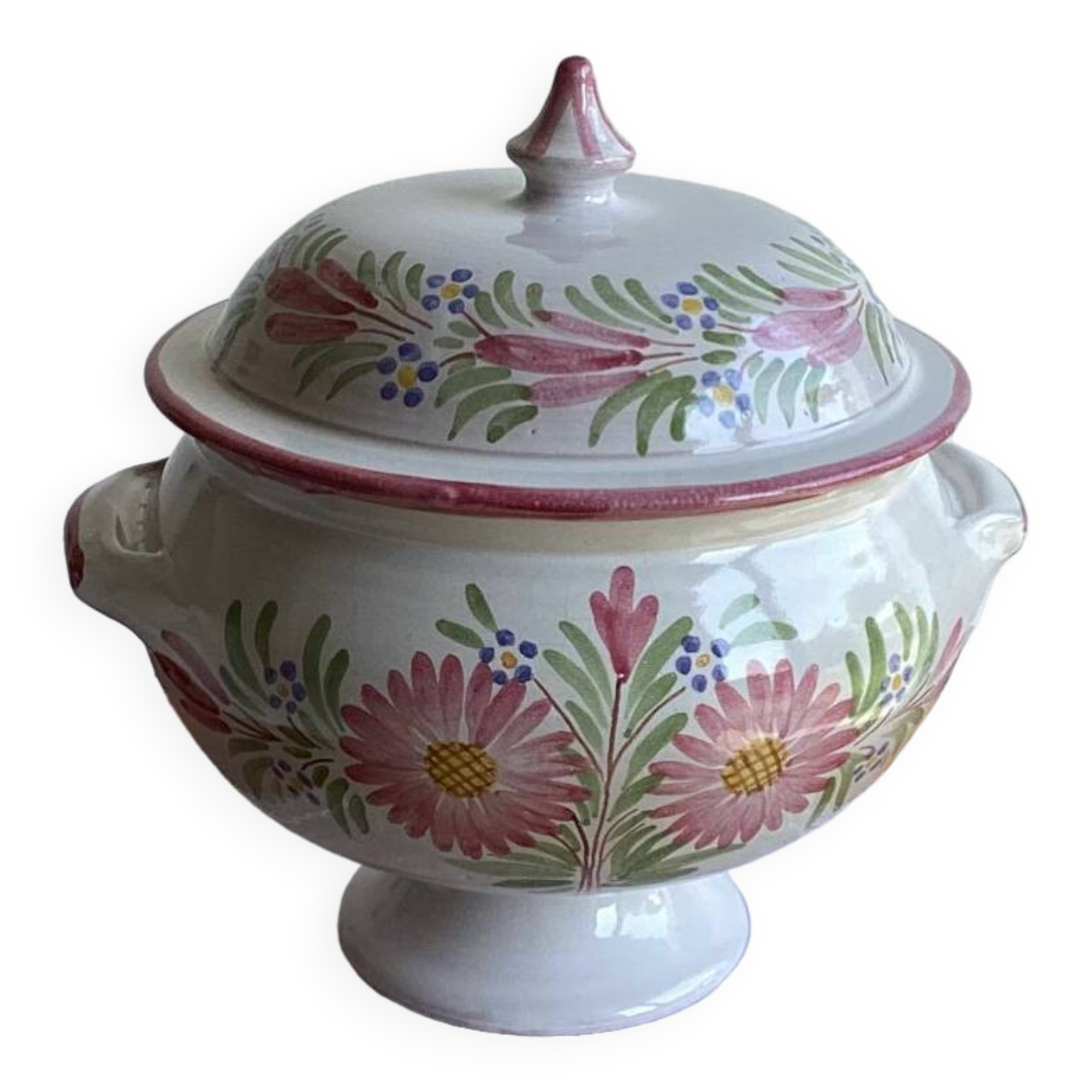 Vintage enameled pottery tureen