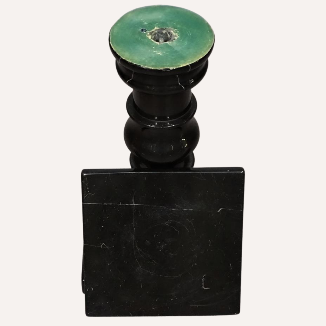 Vintage black natural stone "marble" pedestal or side table