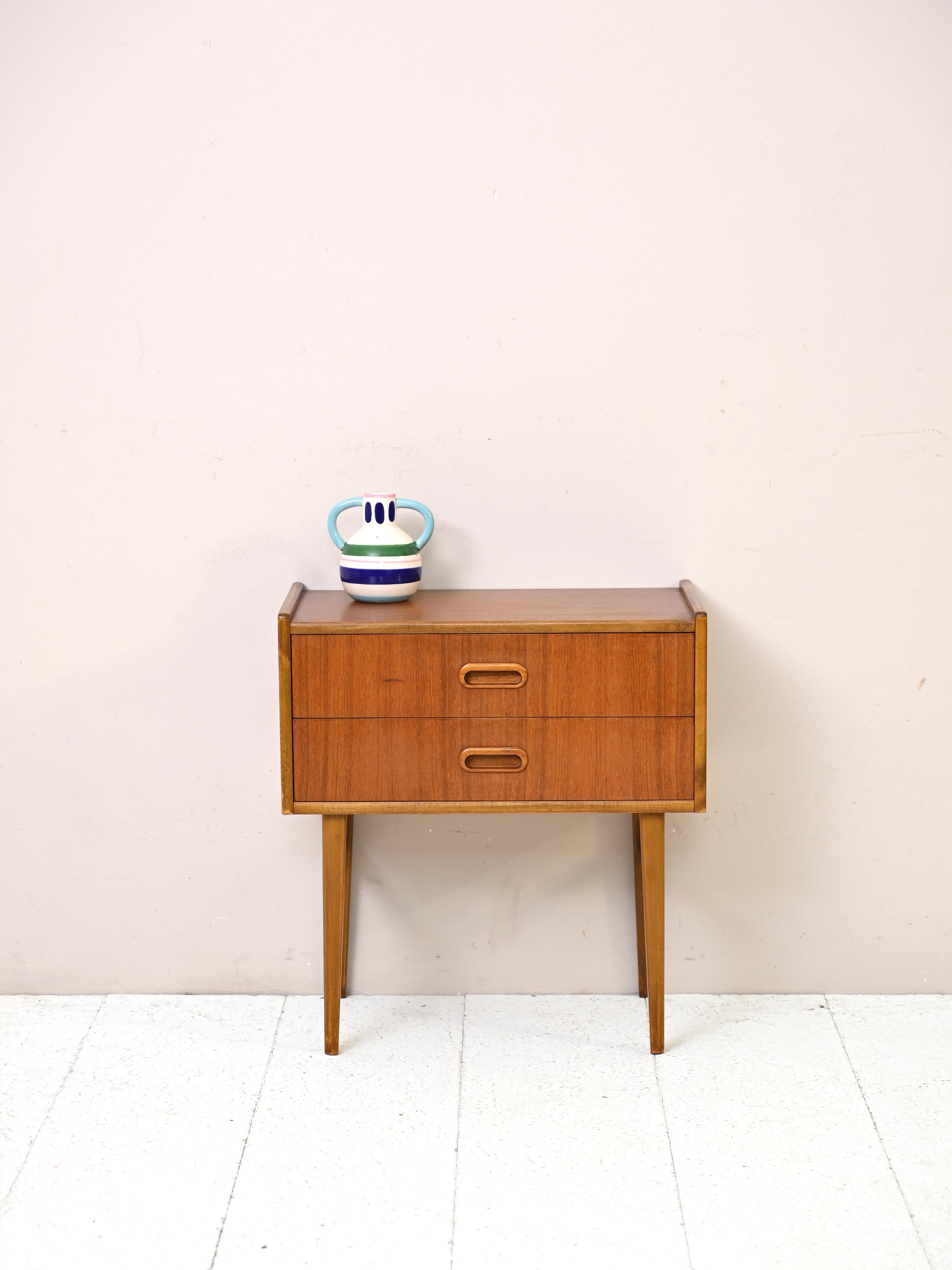Teak nightstand with two drawers