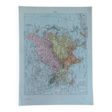 Old geographical map of Asia Larousse