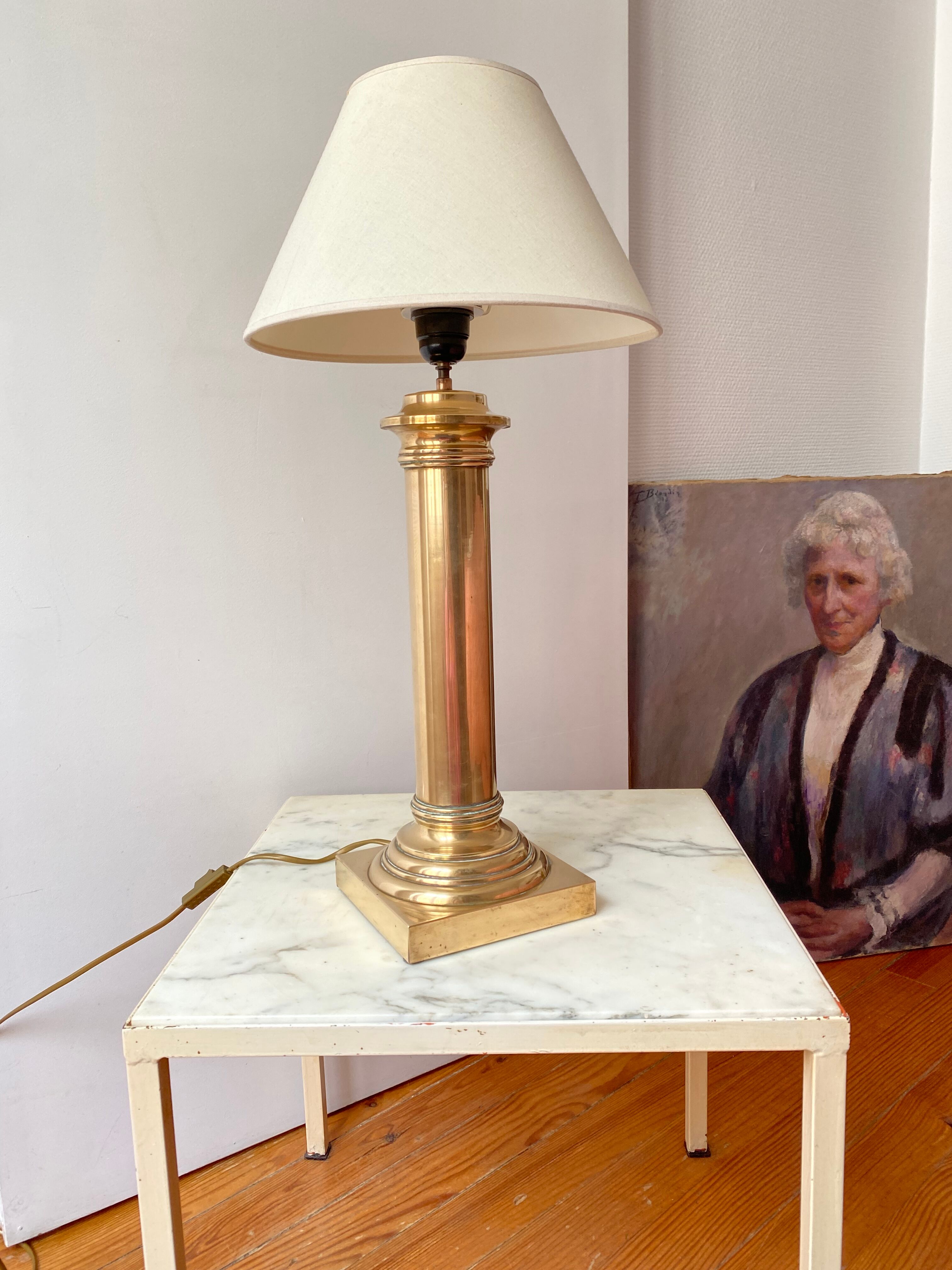 Brass column lamp neoclassical style 60s vintage