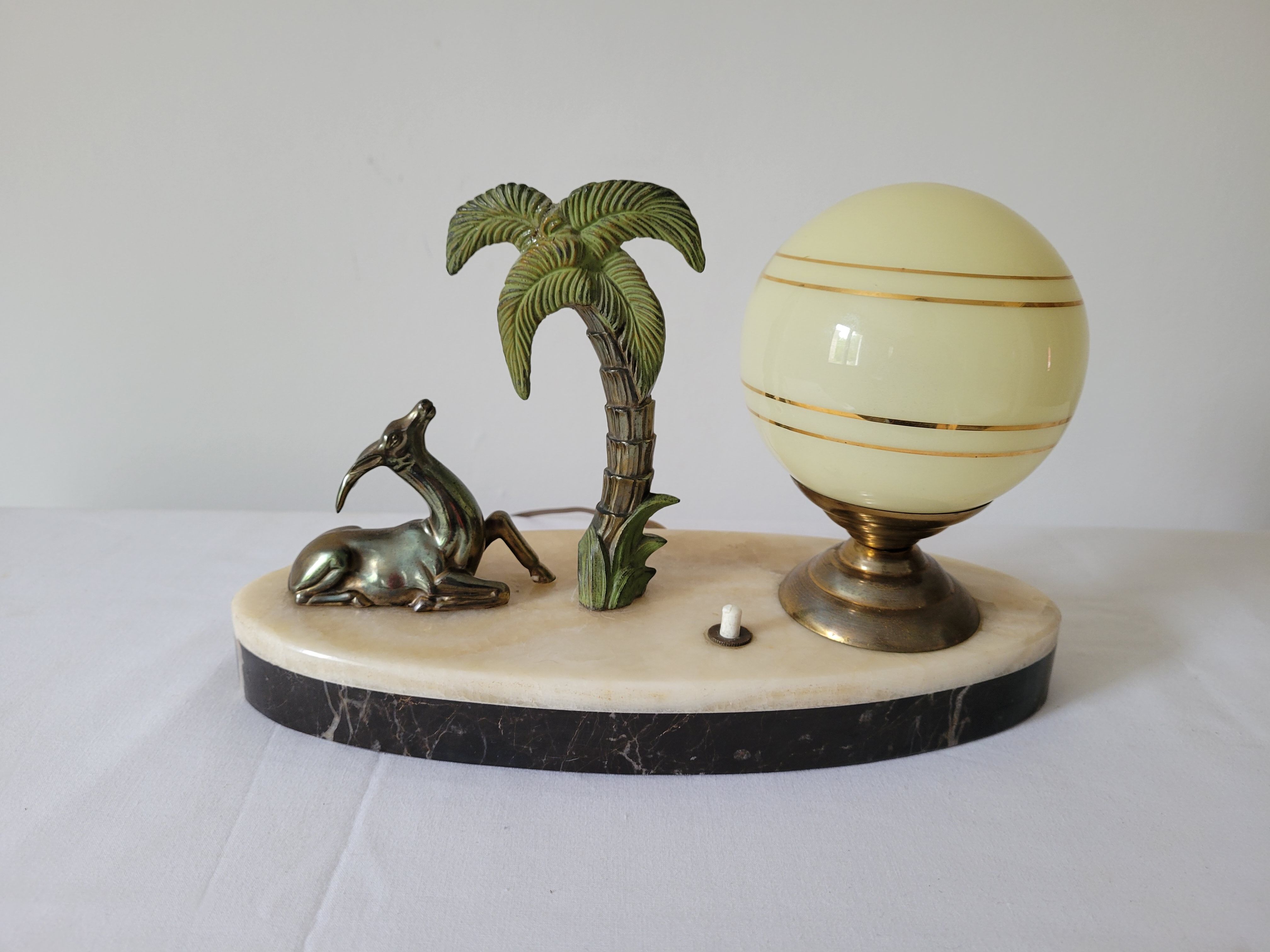 Marble night light lamp with antelope