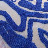 Klein blue and white Berber rug with abstract relief