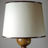 Imposing vintage Scandinavian style lamp designed in turned carved wood with a