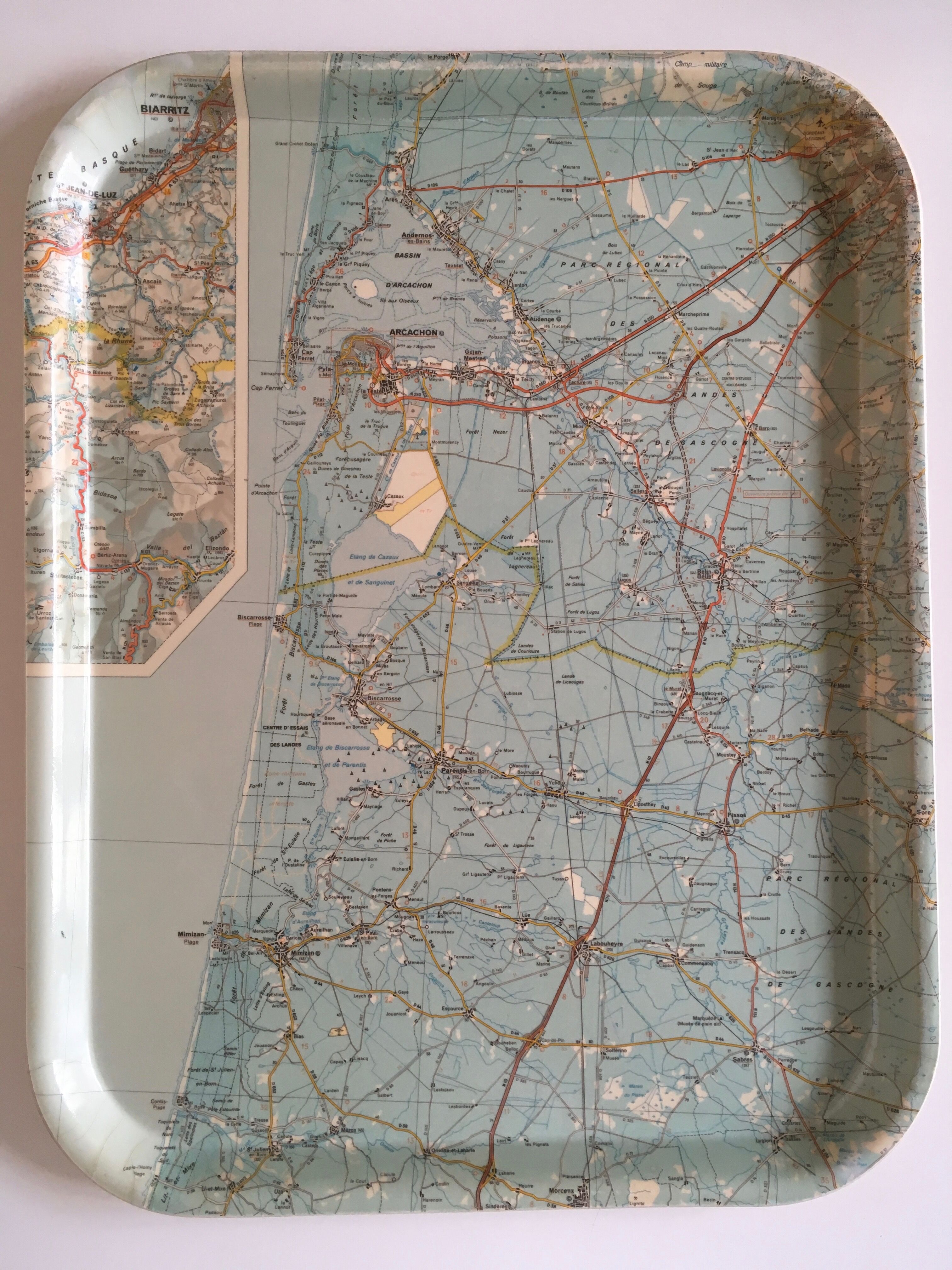 Plateau map of France Cap Ferret Le Pyla 1960