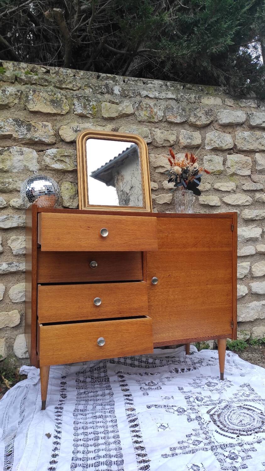 Seventies asymmetrical chest of drawers