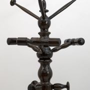 Mid-Century Modern Italian Walnut Floor Coat Hanger with Umbrella Stand, 50