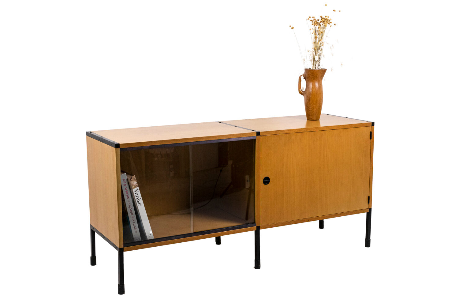 Ash and metal sideboard, A.R.P. design, Minvielle edition, 1950s