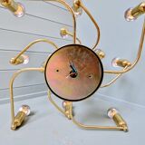 Large designer brass ceiling light, 70s