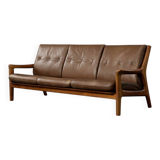 Vintage Mid-Century Danish Modern 3-Seater Brown Leather Sofa by Georg Thams