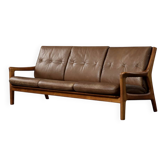 Vintage Mid-Century Danish Modern 3-Seater Brown Leather Sofa by Georg Thams