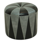 Round Vintage Pouf Gray Black Two-tone Skai Sixties