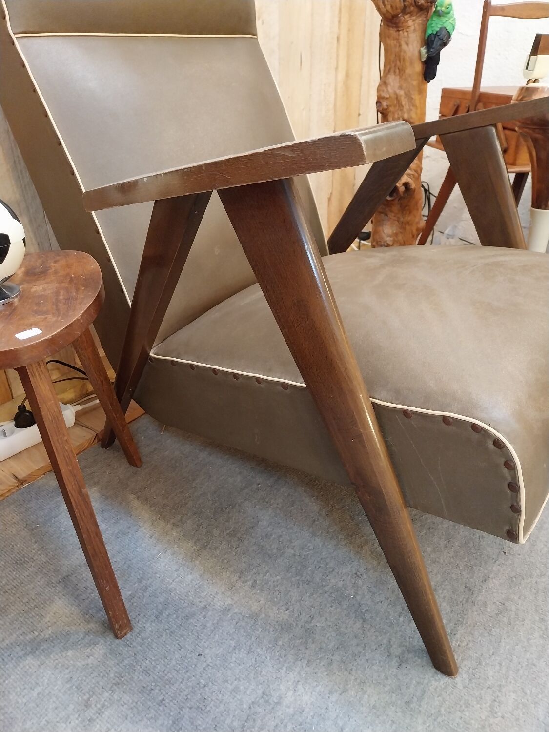 Midcentury green sky armchair