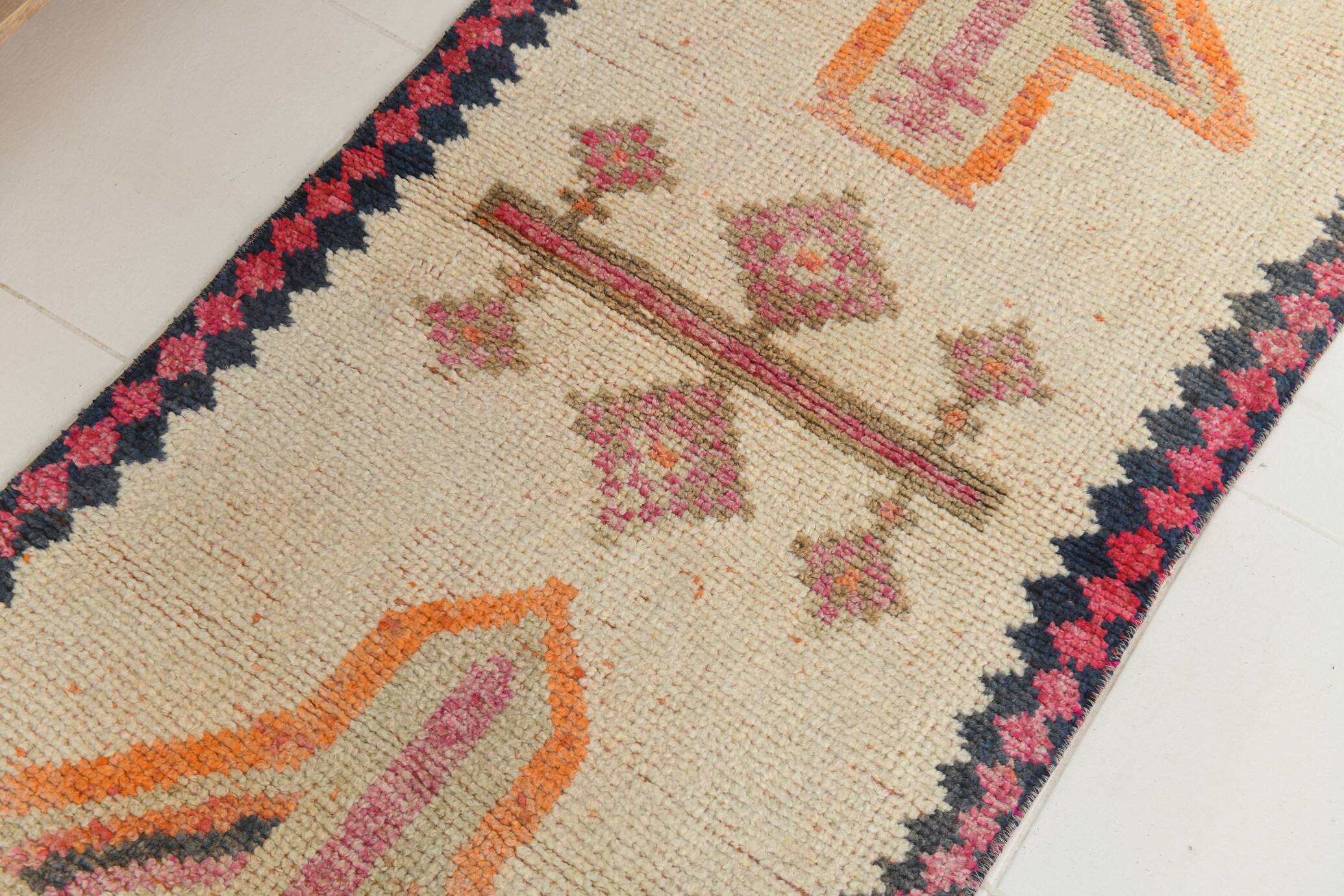 3x13 Pink & Brown Oushak Runner Rug, Soft Palette Rug, 87x384Cm
