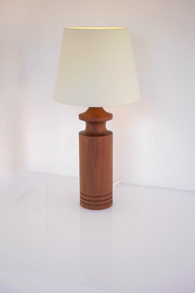Large mid-century modern Danish teak table lamp