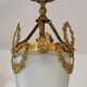 Antique French Louis XVI Style Glass and Bronze Pendant Lamp c. 1900