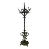 Polychrome Wrought Iron Coat Rack and Umbrella Stand