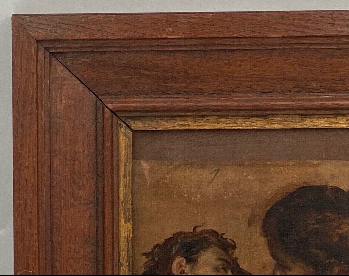 Oil on panel woman 3 faces in profile nineteenth frame wood e. jacob