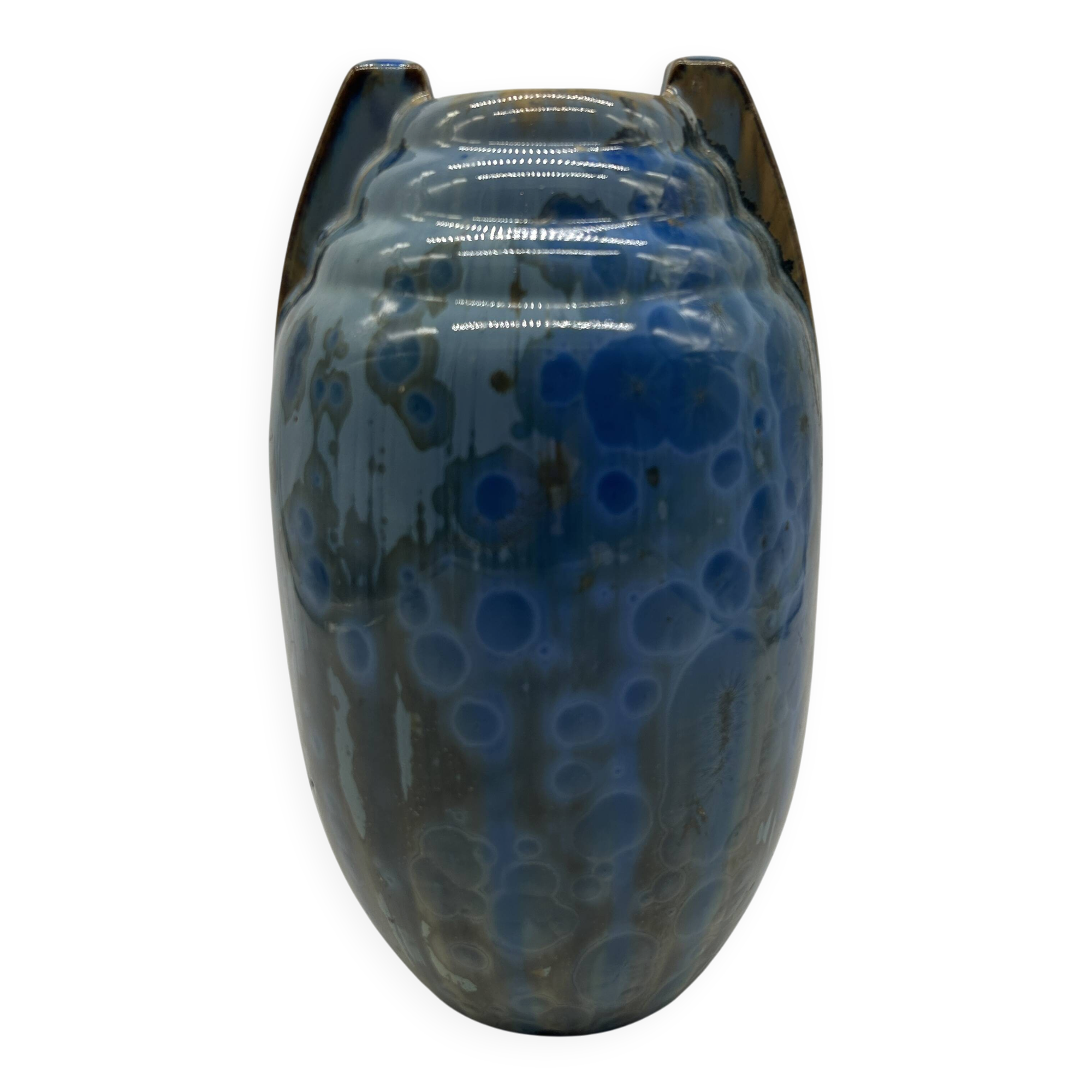 Vase art deco en grès émaillé de la manufacture pierrefonds