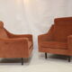 Paire de fauteuils cube en velours style Italien années 70
