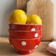 3 porcelain bowls Longchamp red pea white