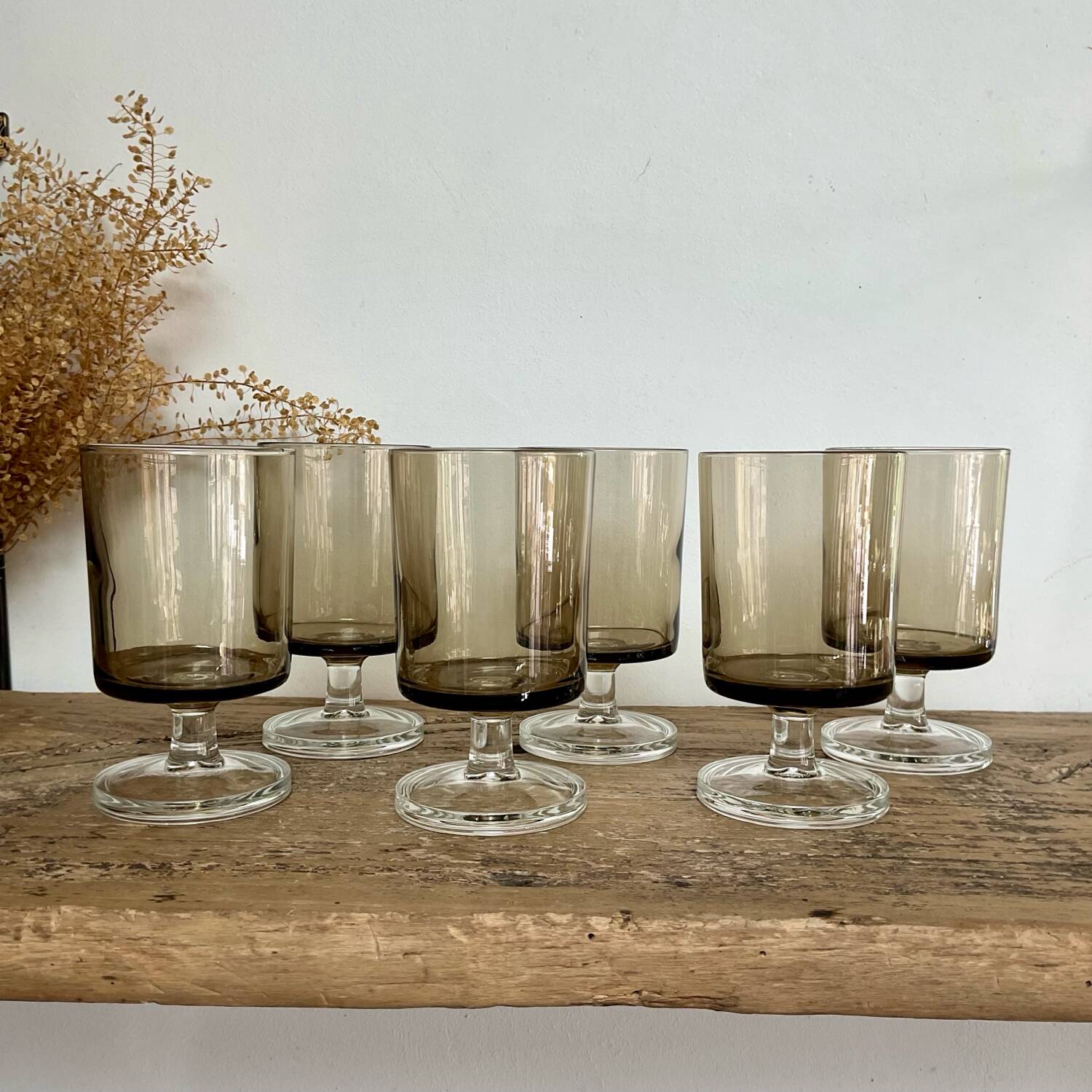 6 luminarc france smoked glasses