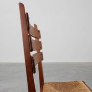 Mid-Century Brutalist Oak and Wicker Chair, Belgium, 1960