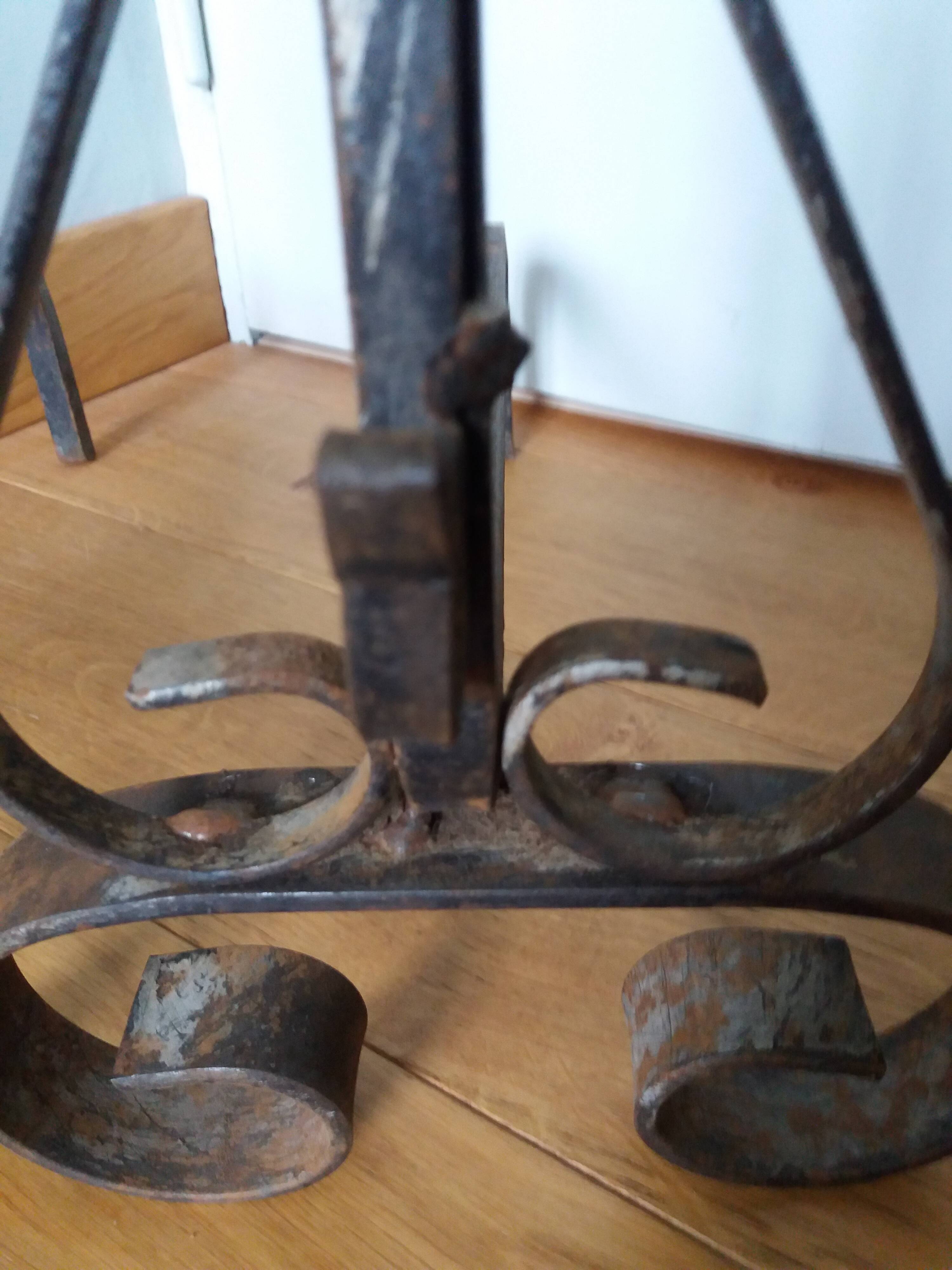 Chenets tête boule bronze doré