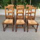 6 solid wood and straw chairs with high farmhouse-style backs