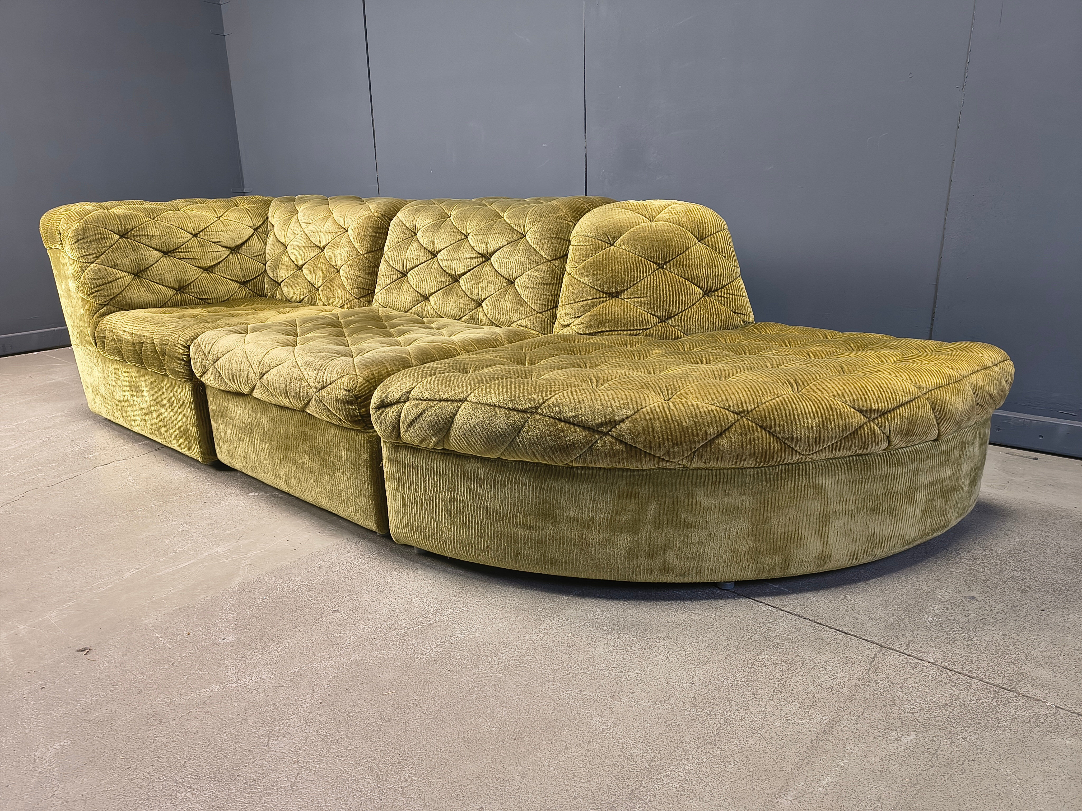 Vintage velvet modular sofa by Laauser, 1970s