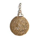 Vintage ball suspension rope and rattan