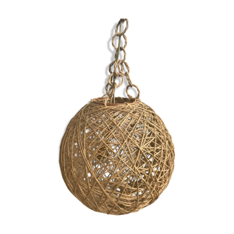 Vintage ball suspension rope and rattan