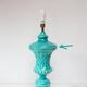 Large turquoise blue table lamp Manises from the 1960s (61 cm)