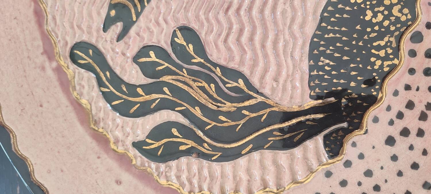 Large enamelled earthenware dish signed Tony Jaillet from the 1950s-60s.