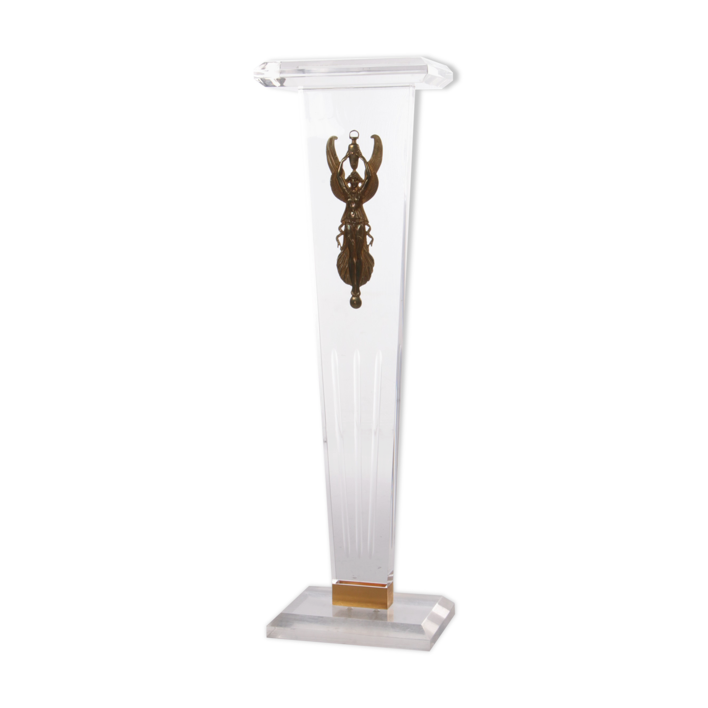 Vintage Plexiglas Stand or console with brass Lady, 1970 Italy