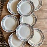 Set of 8 flat plates vintage model Cécile de HBCM